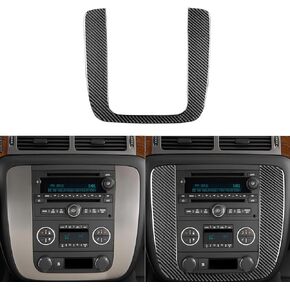 Real Premium Black Carbon Fiber Sticker Car Dashboard A/C Air Outlet Vent Panel Trim Set Compatible with Chevrolet Avalanche/Silverado LTZ 2007-2013 Auto Interior Decoration Accessories