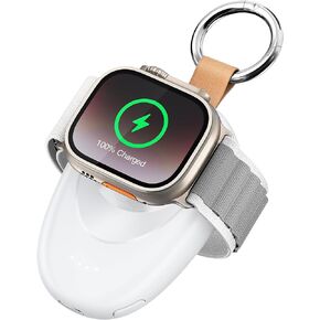 شاحن محمول لساعة Apple، شاحن iWatch مغناطيسي لاسلكي 1400 مللي أمبير في الساعة، ملحقات سلسلة مفاتيح بنك الطاقة، شاحن سيارة للسفر لسلسلة ساعات Apple 9/8/7/6/5/4/3/2/SE/Ultra/Ultra 2 (أبيض) in Kuwait