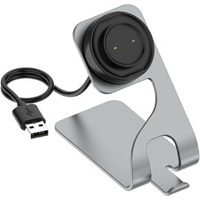 Replacement Charger Stand Base Compatible with Amazfit Bip 5/Bip3 pro/Bip3/GTR2/GTS4 Mini/T-Rex pro/GTS2 Smart Watch Charging Dock with USB Charger Cable Cord(Gray)