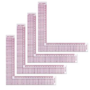 VinBee 4 Pcs Plastic Sewing Square Ruler 90 Degree L-Square Ruler,8 Inch / 17 Inch Professional Tailor Craft Metric Angle Ruler for Sewing DIY Clothing