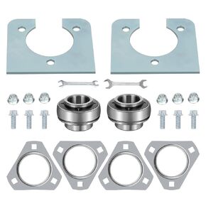 HIAORS 1" Live Axle Bearing Kit for Go Kart Mini Bike Manco Murray Yef Dog, 1 inch Rear Shaft Wheel Bearing for Drift Trike Off Road ATV Minibike DIY Go Cart Parts with 3 Hole Flangettes Mount Hangers