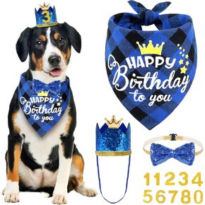 لوازم حفلات أعياد ميلاد الكلاب المفعمة بالحيوية، مجموعة من 4 مناديل عيد ميلاد للكلاب مع قبعة تاج وربطة عنق، مقاسات متعددة لتزيين حفلات الكلاب الصغيرة والمتوسطة والكبيرة (كبير، وردي) in Kuwait