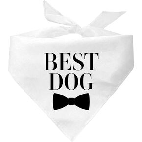 Best Dog Best Man Bridal Party Wedding Dog Bandana (White, OS 932)