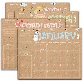 التقويم 2024-2025 تقويم معلق على الحائط لمدة 18 شهرًا، تقويم مكتب صغير لطيف، 8 × 10 بوصة مع خطافين للتعليق|يغطي يناير 2024 إلى يونيو 2025 -F01 in Kuwait