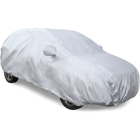 uxcell 2XXL Silver Tone 170T Car Cover Outdoor Weather Waterproof Scratch Rain Snow Heat Resistant W Mirror Pocket
