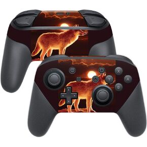 MightySkins Skin Compatible with Nintendo Switch Pro Controller - Sunset Wolf | Protective, Durable, and Unique Vinyl Decal wrap Cover | Easy to Apply, Remove, and Change Styles | Made in The USA