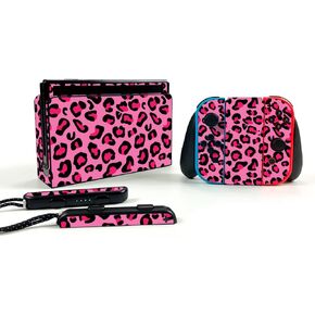 MightySkins Skin Compatible with Nintendo Switch OLED - Pink Leopard | Protective, Durable, and Unique Vinyl Decal wrap Cover | Easy to Apply, Remove, and Change Styles | Made in The USA