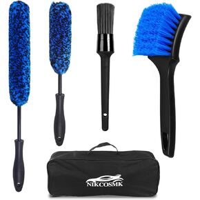 NIKCOSMK Wheel Brush, Wheel & Rim Cleaner Brush, Tire Brush, Wheel Cleaning Brush, Bendable & Durable Car Wheel Brush Set, Car Detailing Brushes, Wheel Brushes for Cleaning Wheels