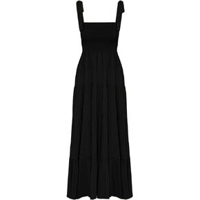 ELIGNTLOFT 2024 Women's Summer Casual Maxi Dress Spaghetti Strap Square Neck Boho Beach Long Sun Dresses