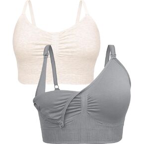 Kindred Bravely Sleep Pumping Bra & Sublime Nursing Bra Bundle (Oatmeal Heather & Grey, Medium-Busty)