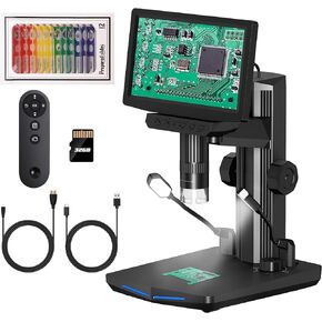 7" HDMI LCD Digital Microscope - 1600X Coin Microscope w/ 1080P IPS Screen LED Lights 2 Flexible Side Lights PC View Soldering Microscope for Adults Compatible for Windows/Mac/TV 32GB in Kuwait