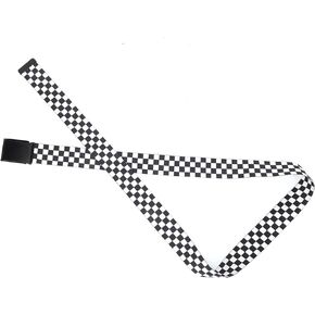 HEEPDD Canvas Web Plaid Belt, 110cm/43.3in Adjustable Checkered Belt Black Flip Top Buckle Belts for Women Men Teens