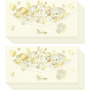 12-Pack Wedding Money Envelopes for Cash Gifts - Gold Foil & Laser-Cut Floral Design Cash envelopes for Money, Premium 250g Pearled Paper Money Holder for Weddings, Engagement (Red)