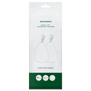 SONGMICS Trash Bags for 12-14.5 Gallon (45-55L) Trash Cans, Drawstring Kitchen Garbage Bags, Pre-Separated, Liner Code 055A01, 2 Rolls, 80 Count, White UKRB055A02