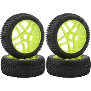 17mm Hub Wheel Rim Tires 1:8 Scale Off-Road RC Car Buggy Tyre Green Pack of 4