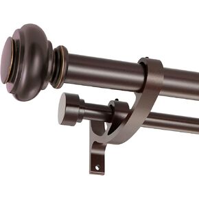 Double Curtain Rods 36 to 72 Inches with Solid Aluminum Alloy Brackets, 1 Inch Adjustable Drapery Rod, Heavy Duty Dual Curtains Rod for Window, Sliding Door, Living Room, Bedroom Decoration, Brown
