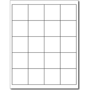White 2" x 2" Square Labels - 20 Labels Per Sheet - for Inkjet & Laser Printers - 25 Sheets / 500 Labels