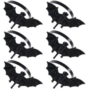 Set of 6 Halloween Napkin Ring, Metal Bat Napkin Ring Holder for Kitchen Dinner Table Party Decorations,Black in Kuwait