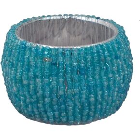 GURU JEE™ Handmade Beaded Napkin Rings Set of 4 Black Glass Beaded Napkin Holders 1.5 Inches Artisan Crafted in India