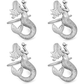 UPware 4-Piece Zinc Alloy Napkin Rings for Dining Table Setting, Party and Wedding Decorations (Sea Turtle)