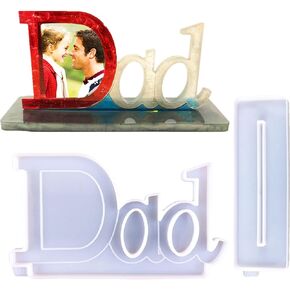 Photo Frame Resin Molds with Stand Holder, Dad Silicone Picture Frames Resin Mold for Casting, Personalized Photo Frame Epoxy Mold for DIY Home Table Decor Father's Day Gift (Dad Frame)