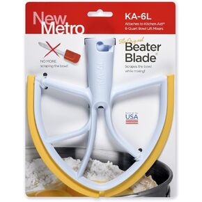 New Metro Design KA-6LY Plastic Beater Blade, Compatible w/KitchenAid 6 and 7 Qt Bowl-Lift Stand Mixers, Yellow