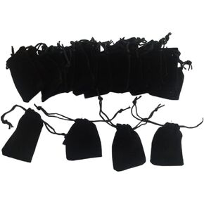 20 Pack Velvet Pouches with Drawstring Bags 7 x 9cm, Mini Small Cloth Jewelry Gift Packaging Bag for Wedding Candy, Party Holiday, Christmas Gifts Bag (Black)
