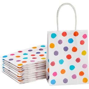 SUNCOLOR 25 Pieces 6" Mini Goodie Bags Small Gift Bags with Handle for Party Favor Bags (Polka Dot)
