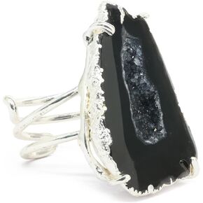 Geode Agate Druzy Ring with Adjustable Band Geode Agate Stone Statement Ring Stone size 20-30 mm Approximately