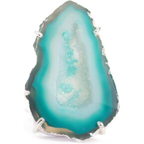 Geode Agate Druzy Ring with Adjustable Band Geode Agate Stone Statement Ring Stone size 20-30 mm Approximately