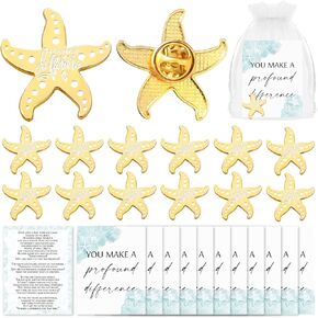 24 Sets Starfish Story Gifts Employee Appreciation Gift You Make a Difference Pins Starfish Shaped Lapel Pins Starfish Story Cards and Organza Bags Social Worker Gifts for Staff Coworkers