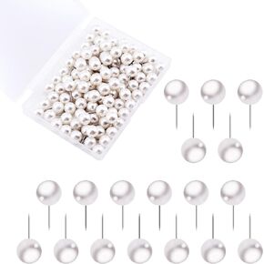 AIEX 100 Pieces Pearl Push Pins Plastic Round Head Thumb Tacks Map Push Pins for Map Bulletin Board Cork Board and Fabric Marking