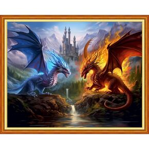 Dimensean Stamped Cross Stitch Kits Full Range of Embroidery Patterns Starter Kits for Beginners Adult or Kids DIY Cross Stitches Needlepoint Kits 11CT-Forest Eagle 16x20 inch