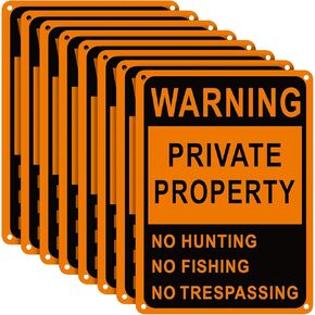 Lineshading 8 Pcs Large Posted No Hunting No Trespassing Signs Private Property Weatherproof Sign Reflective Aluminum Sign for Warning Hunting Fishing Trapping Outdoor(Darkyellow,16x4") in Kuwait