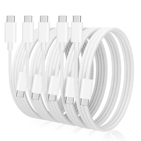 كابل USB C إلى USB C 5 حزم (3.3+3.3+6+6+10FT)، كابل شاحن USB C 60 وات شحن سريع لأجهزة iPad Pro وiPad Air وiPad Mini وiPhone15/15Pro/15ProMax/15Plus وSamsung Galaxy S24/ S23/S22
