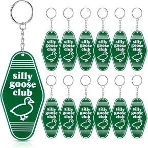 12 Pcs Cute Goose Keychain Silly Keychain Funny Keychain Bulk Novelty Silly Gag Gifts Vintage Hotel Keychain Gift for Men Women Backpack