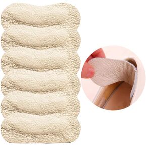 3 Pair Leather Heel Liner Heel Grips Pads Inserts Cushions for Women Men, Shoe Pads for Shoes Too Big Anti Slip Prevent blisters, Shoe Filler Improved Shoe Fit and Comfort, High Heel Insoles (Beige)