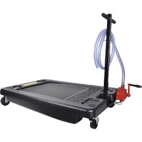 A047 17 Gallon Oil Drain Pan Caddy, Low Profile Portable Waste Oil Change Pan for Truck, Car, with 8 Feet Evacuation Hose