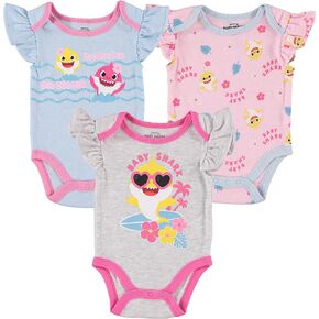 Baby Shark Baby Girls Bodysuit Three Pack | Baby Bodysuit Multipack - Newborn Girl Clothes in Saudi Arabia