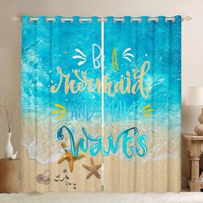 Manfei Ice Hockey Kids Window Curtains Sports Gaming Theme Blue Window Treatments, Hockey Player Window Drapes for Boys Girls Room Decor Grommet Top 2 Panel Set Bedroom Curtains, 42Wx63L inch