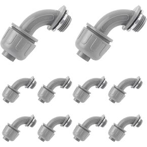 | ½ Inch Non-Metallic Liquid Tight Conduit Connectors, 90 Degrees (Elbow), Flexible PVC Electrical Conduit Fittings, UL Certified (50)