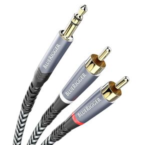 BlueRigger 3.5mm to RCA Audio Cable, 25FT - (Male Stereo RCA to AUX, RCA Y Splitter Cord, Headphone Jack Adapter) - Compatible with Smart Phone, MP3 Player, HDTV, Laptop, Home Theater, Speaker