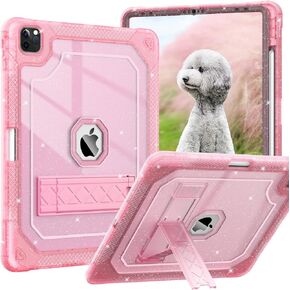 for iPad Pro 12.9 Case 6th/5th/4th/3rd Generation 2022/2021/2020/2018, 12.9 Inch iPad Pro Case Cover with Pencil Holder, Pink Glitter