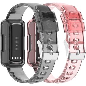 Compatible for Fitbit Inspire 3 Band for Women Men, Clear Wristband with Built-in Protective Case Replacement for Inspire 3 Fitness Tracker