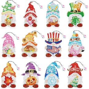 12 Pcs Cross Diamond Painting Bookmarks 5d Double Sided Diamond Art Bookmark Kits Crafts Rhinestone Acrylic Bookmark Kits for New Year Adult Kid Gift Office Home School, 12 Styles