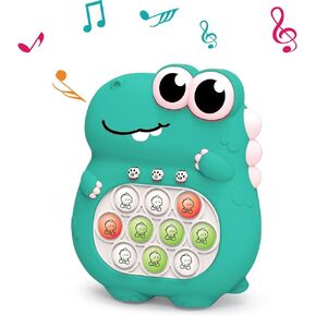 Fast Push Game Console - Bubble Pop Game, Dinosaur Design, Multiple Modes (Green Dinosaur)