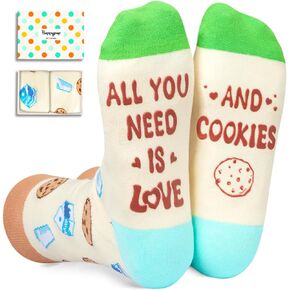 HAPPYPOP Cookies Gift Baker Gifts للرجال والنساء، جوارب الخبز، جوارب حليب البسكويت