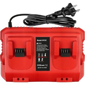 Rapid Battery Charger Station for Milwaukee M18 Charger Dual Bay Simultaneous, Compatible with Milwaukee 18V Lithium Battery