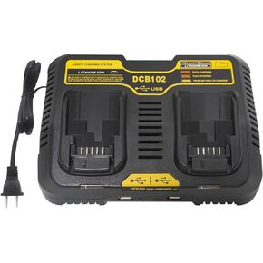 شاحن بطارية ليثيوم أيون بديل Dewalt DCB 102 12V 20V ثنائي المنفذ DCB101 DCB107، DCB105، DCB115، DCB118، متوافق مع بطارية DCB100 DCB106...
