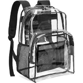 YGR Clear Backpack Heavy Duty PVC Transparent Backpack See Through Large Capacity Multiple Pockets Bookbag for Concert Work Security Travel Festival Black